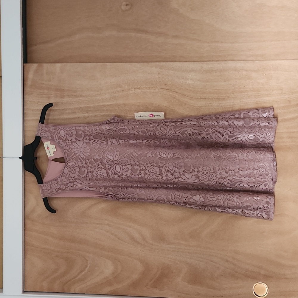 Wishful Park, mauve, lined lace dress. Size M. nwt.